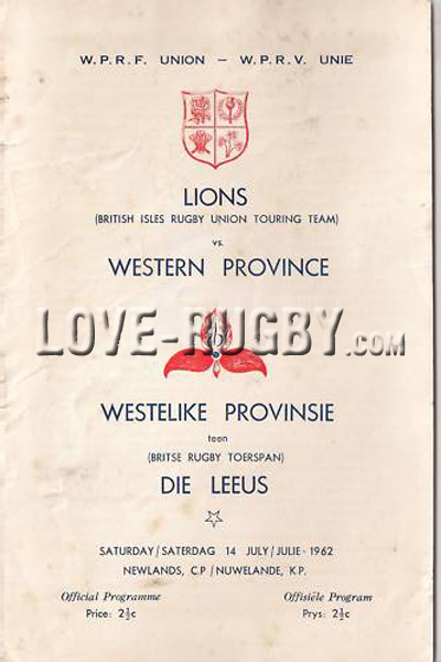 1962 Western Province v British Isles  Rugby Programme